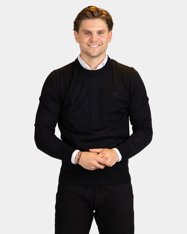 Merino pullover Zwart | logo: Zwart