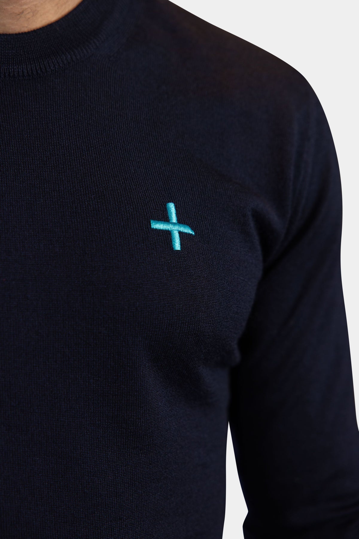 Merino pullover Navy | logo: Kracht blauw