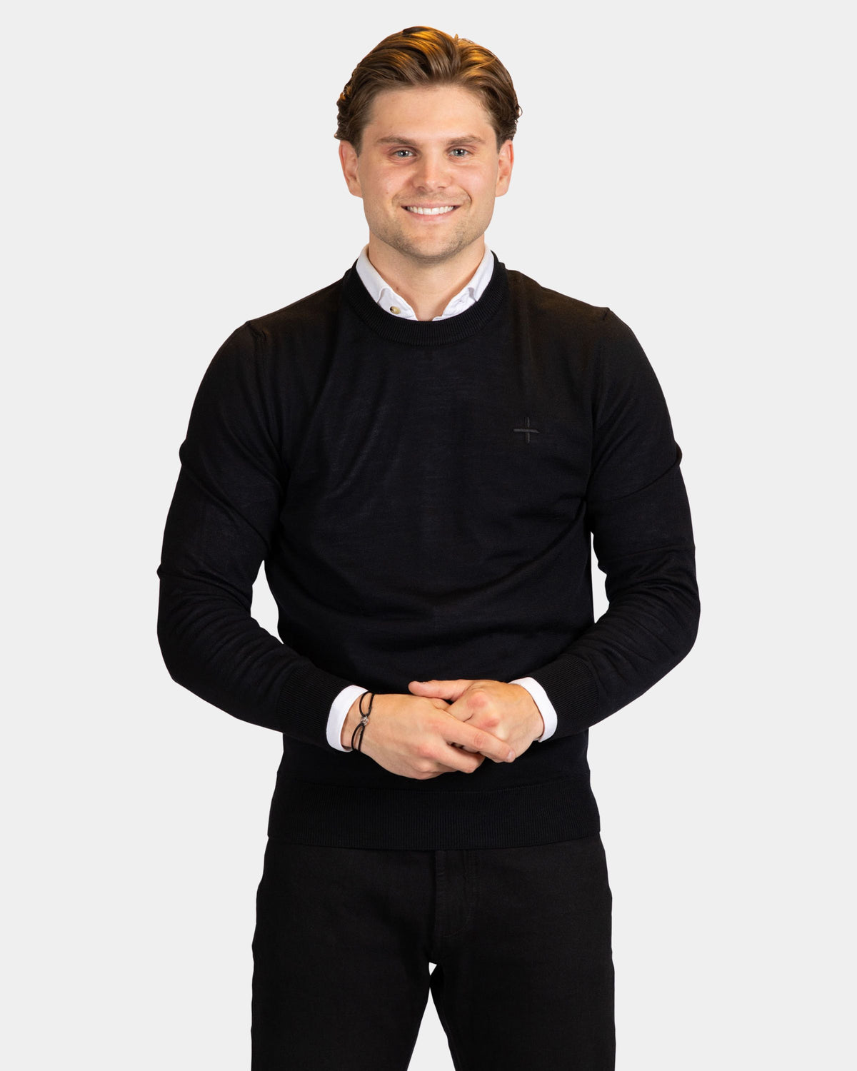 Merino pullover Zwart | logo: Zwart