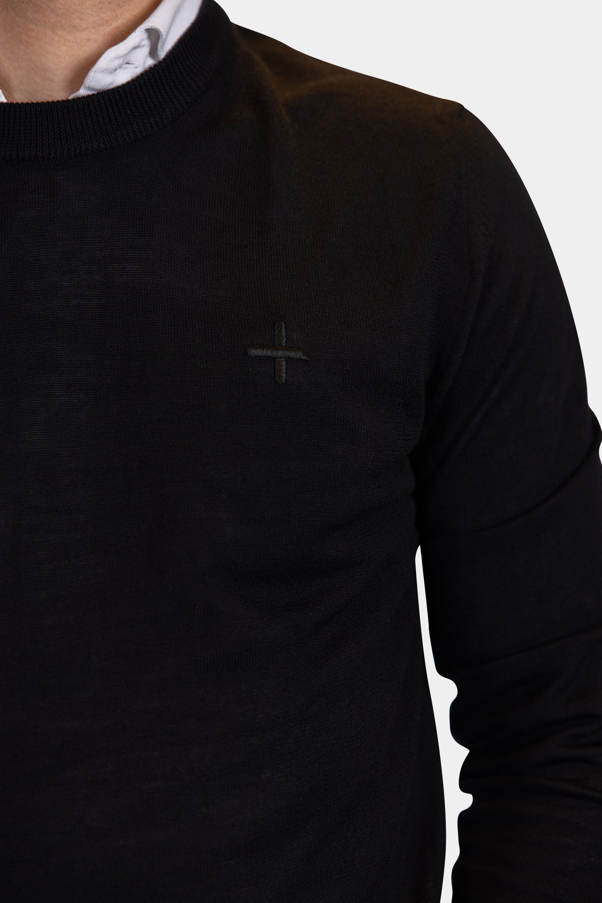 Merino pullover Zwart | logo: Zwart