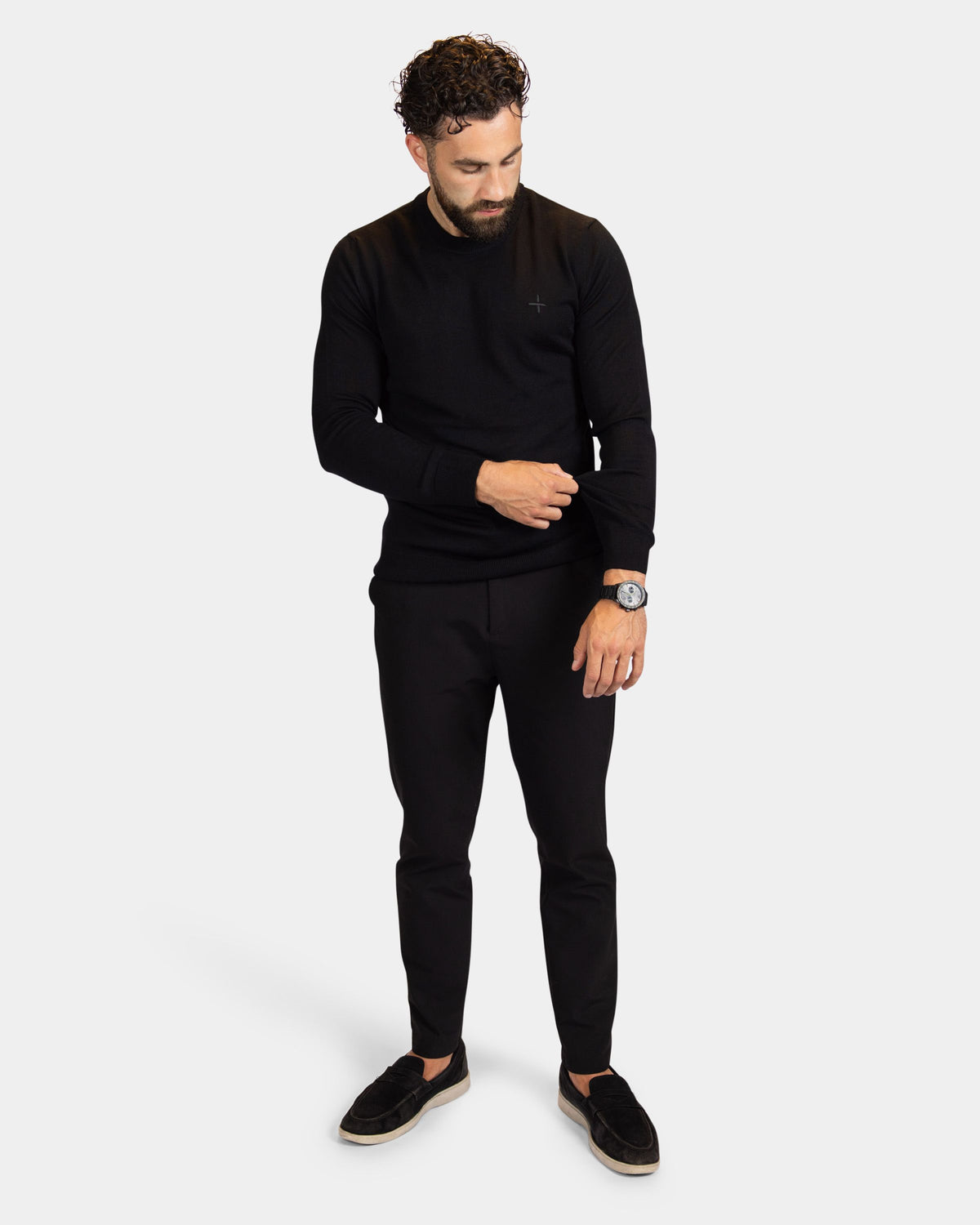 Merino pullover Zwart | logo: Zwart