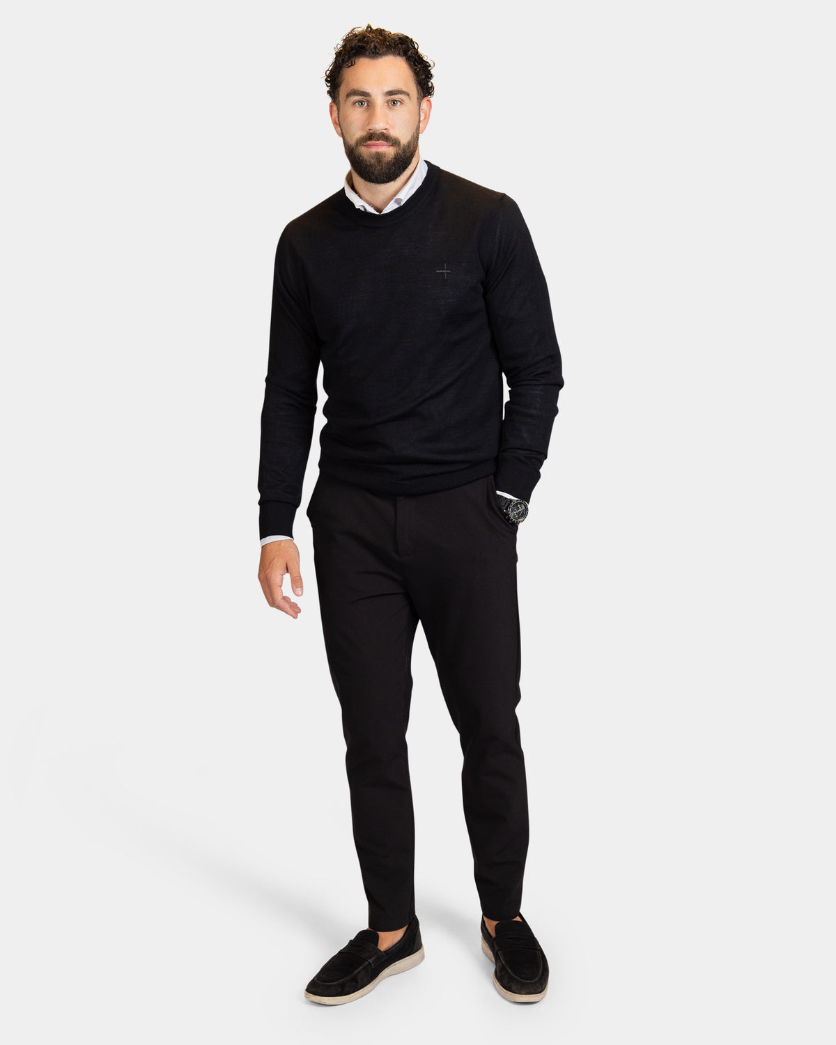 Merino pullover Zwart | logo: Zwart
